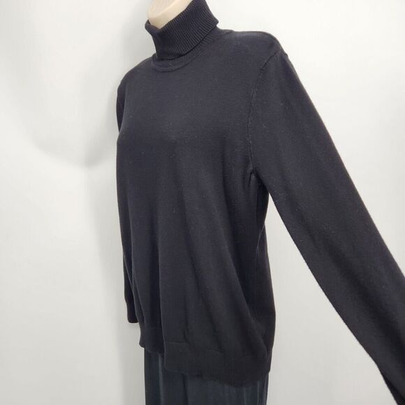 Joseph A Turtleneck Sweater Large Black Pullover Long Sleeve Rayon/Nylon Knit - Picture 6 of 10